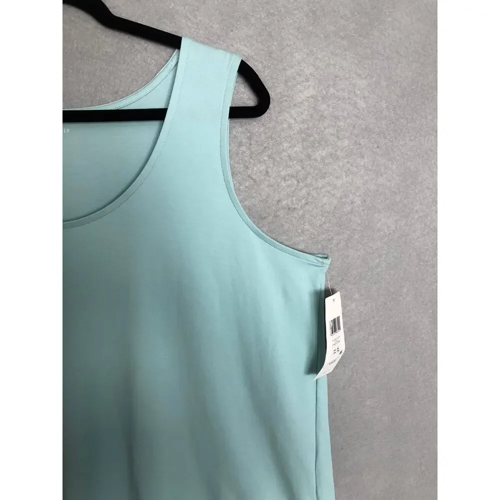 EILEEN FISHER cotton Tank Top in Pool aqua blue NWT - Picture 2 of 8